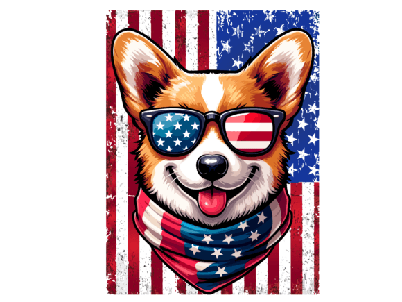 Corgi Dog 4th of July USA Flag T-Shirt