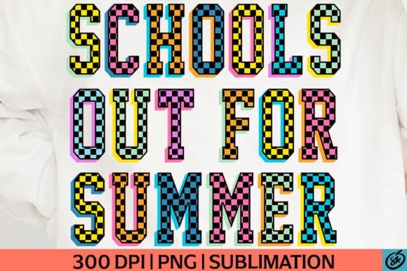 Schools Out for Summer Checkered PNG
