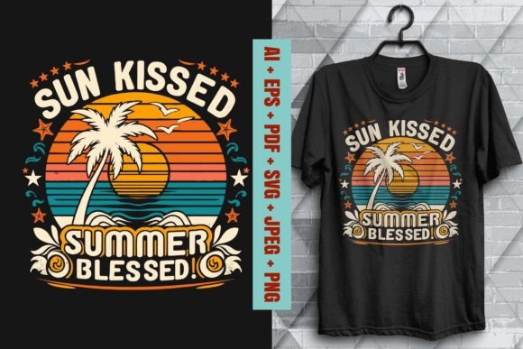 Sun Kissed Summer Blessed T Shirt Design