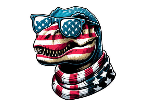 T Rex 4th of July USA Flag T-Shirt